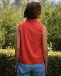 Frank & Eileen Olivia Sleeveless Polo Shirt in Cherry 2 - Bliss Boutiques