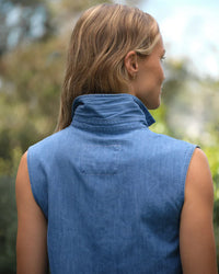 Frank & Eileen Olivia Sleeveless Polo Shirt in Vintage Stonewashed Indigo 3 - Bliss Boutiques