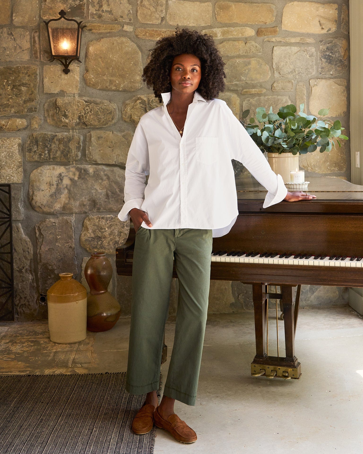 button down shirt with dress pants Performance Comfort L/S Shirt - Izod Sportswear - Bright White