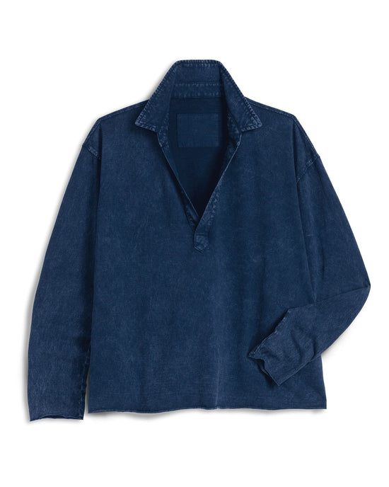 Frank & Eileen Patrick Popover Henley in Indigo Mineral Jersey 