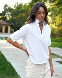 Frank & Eileen Patty S/S Popover Henley in White 