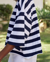 Frank & Eileen Presley- Oversized Crop SS Tee in Nautical Stripe 3 - Bliss Boutiques