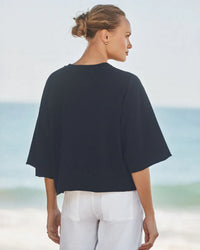 Frank & Eileen Presley - Oversized SS Crop Tee in British Royal Navy 2 - Bliss Boutiques