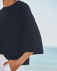Frank & Eileen Presley - Oversized SS Crop Tee in British Royal Navy 3 - Bliss Boutiques