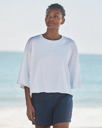 Frank & Eileen Presley - Oversized SS Crop Tee in White 1 - Bliss Boutiques
