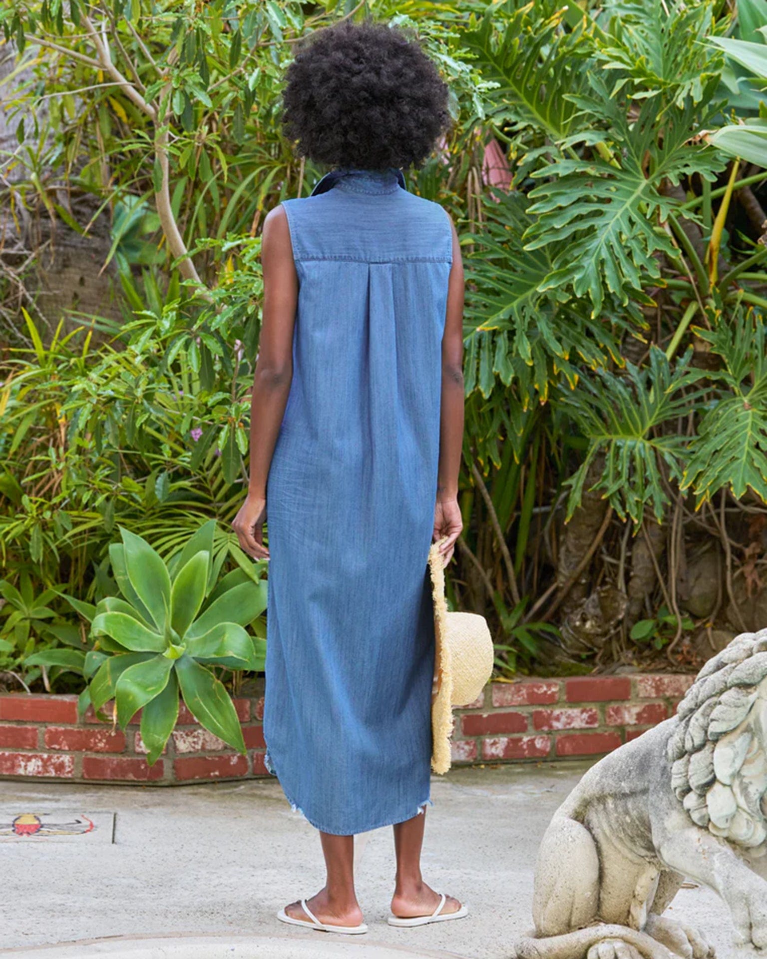 Frank & Eileen Women's Sleeveless Maxi Shirtdress, Rory Sleeveless, Famous Denim, Size L, Indigo