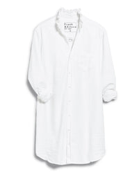 Frank & Eileen Ruffle Mary Classic Shirtdress in White Distressed Famous Denim 