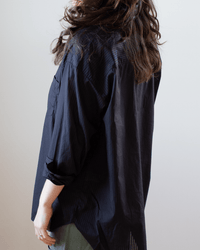 Frank & Eileen Shirley Oversized Button Up Shirt in Sheer Black Stripe 