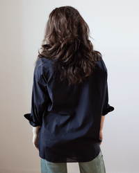 Frank & Eileen Shirley Oversized Button Up Shirt in Sheer Black Stripe 