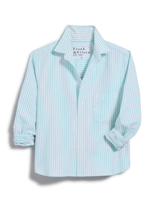 Frank & Eileen Silvio Untuckable Button Up in Sea Foam Stripe 