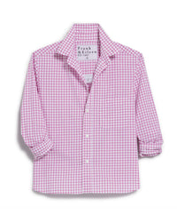 Frank & Eileen Silvio Untuckable Button Up Shirt in Pink & White Grid 