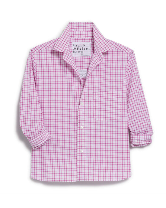 Frank & Eileen Silvio Untuckable Button Up Shirt in Pink & White Grid 
