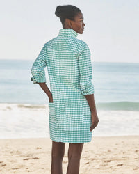 Frank & Eileen Southern Long-Sleeve Playsuit Dress in Green Check 3 - Bliss Boutiques