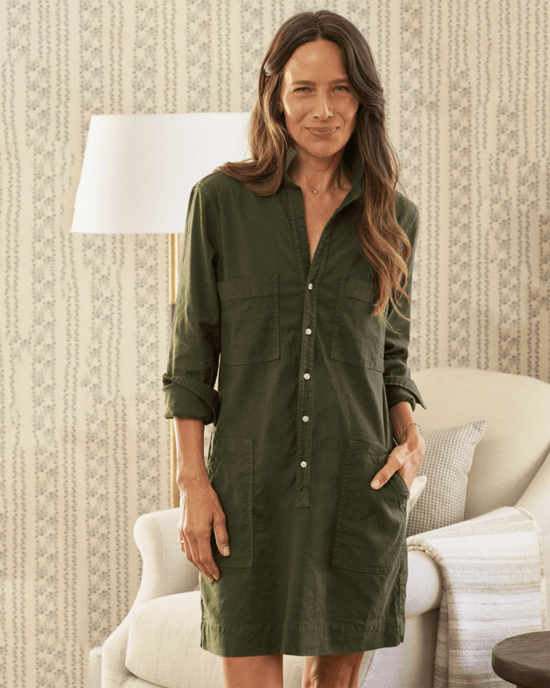 Frank & Eileen Clothing Southern Long-Sleeve Playsuit Dress in Hunter Green