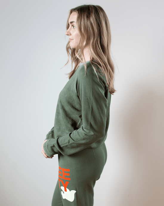 Free City Lucky Rabbits Sweatshirt in Surplus Greens 