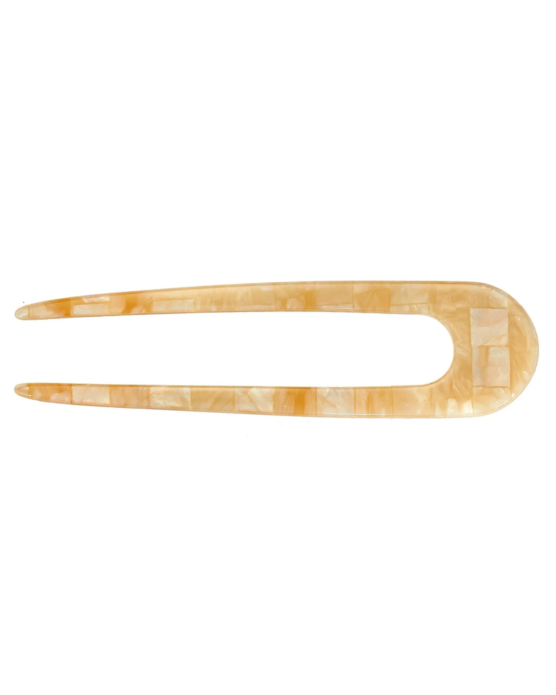 French Hair Pin in Sea Shell Checker