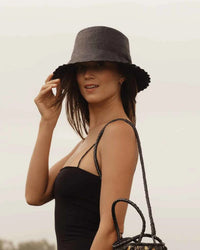 Freya Shell Crochet Bucket in Black 