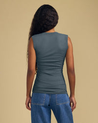 Estina Scoop Neck Tank Top in Coal Dust