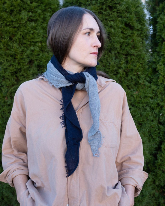 Grisal Love Duo Cashmere Scarf in Navy & Heather Grey 