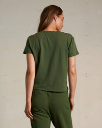 Harley Cotton S/S Boxy Crew Tee in Fern Green - Bliss Boutiques