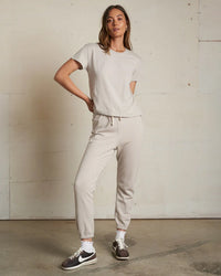 Harley Cotton S/S Boxy Crew Tee in Silver - Bliss Boutiques