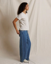 Harley - Cotton Short Sleeve Boxy Crew Tee in Whitecap Grey