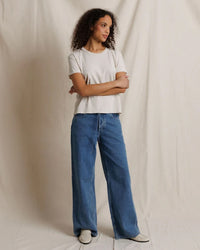 Harley - Cotton Short Sleeve Boxy Crew Tee in Whitecap Grey
