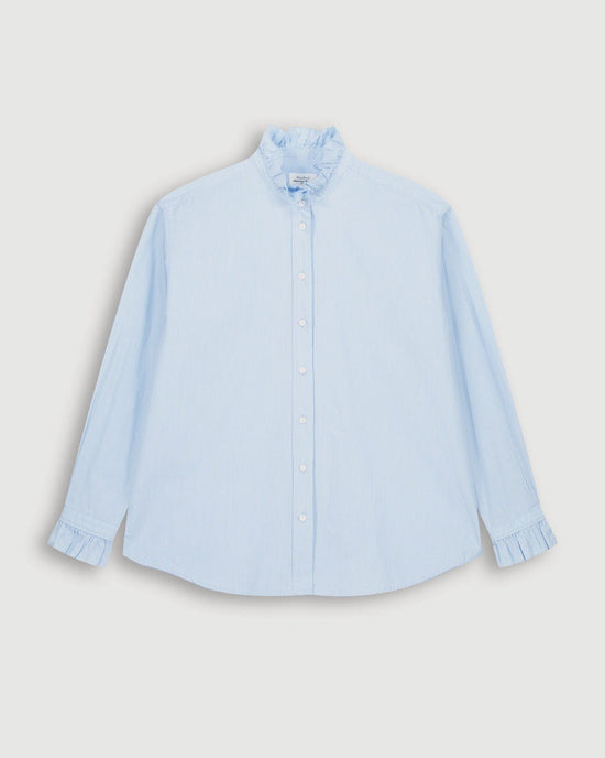 Hartford Chana Ruffle Collar Blouse in Light Blue 