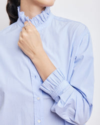 Hartford Chana Ruffle Collar Blouse in Light Blue 