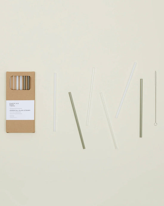 Hawkins New York Home Essential Glass Straws - Set of 6 in Neutral
