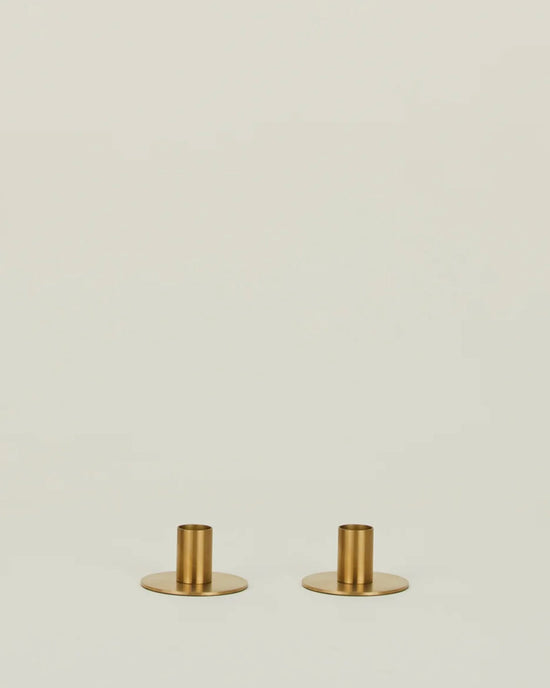 Hawkins New York Essential Metal Candle Holders - Set of 2 in Brass 