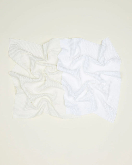 Hawkins New York Home Set of 2 Essential Waffle Dish Towels - Ivory + White