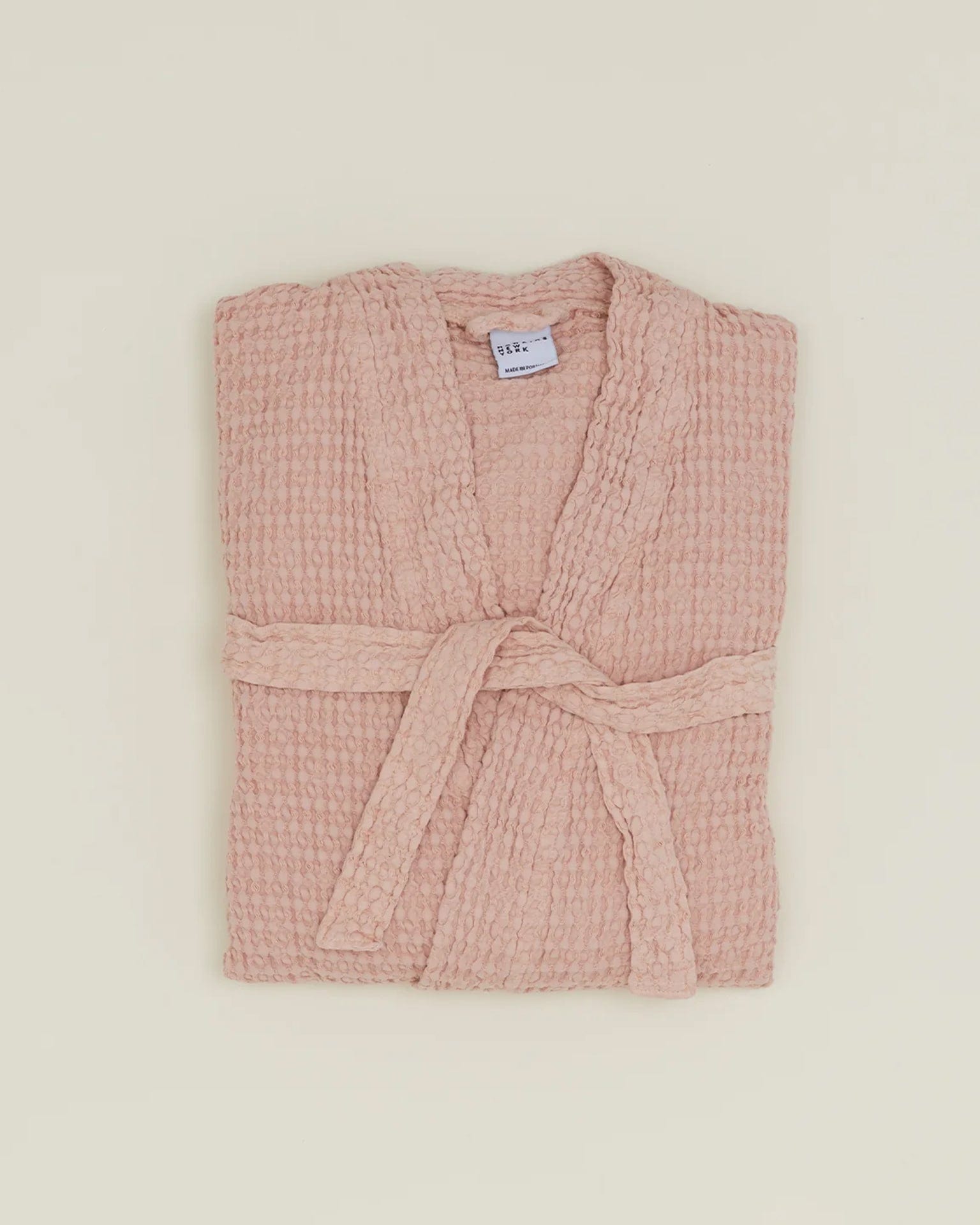 Simple Waffle Bathrobe in Blush