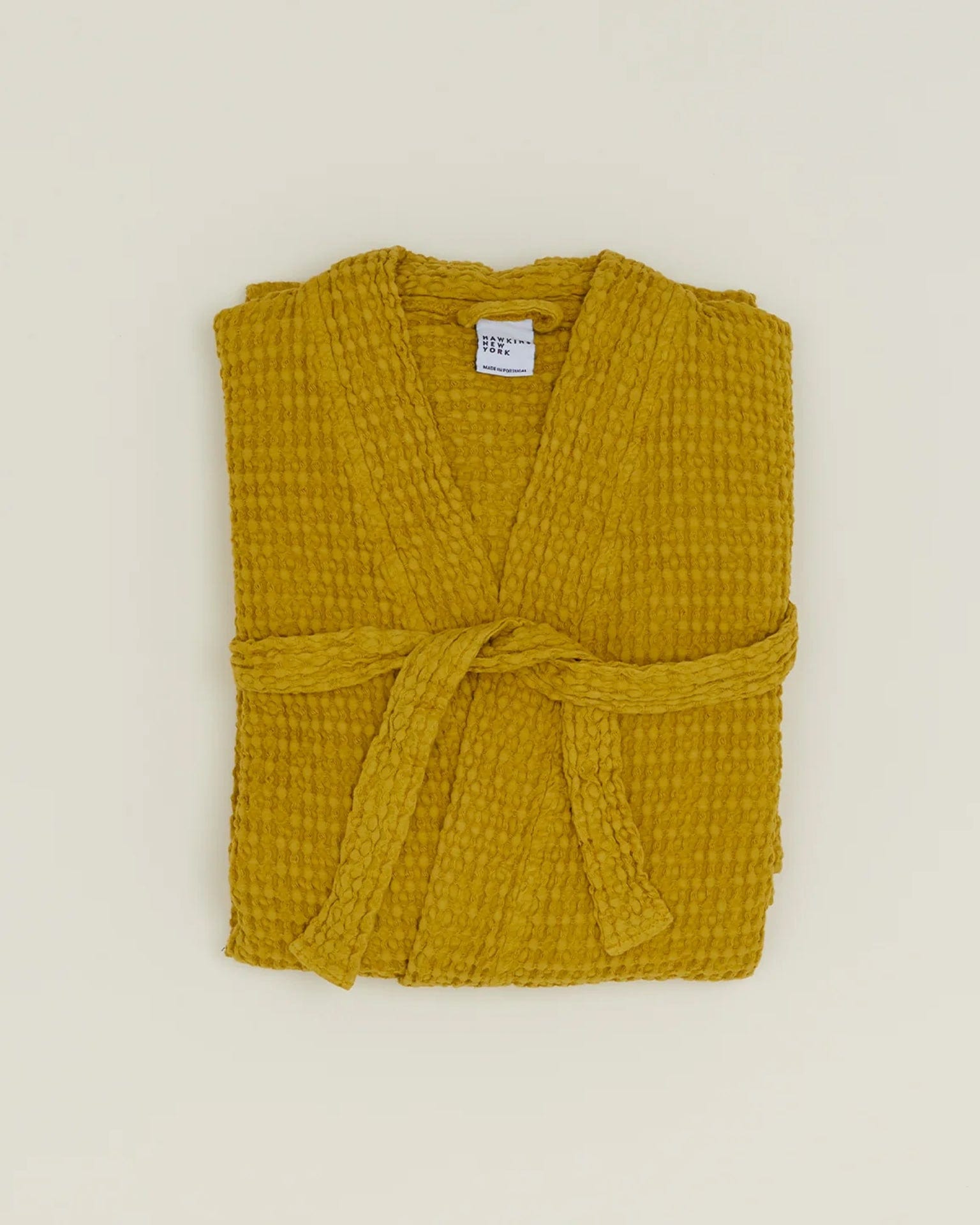 Simple Waffle Bathrobe in Mustard
