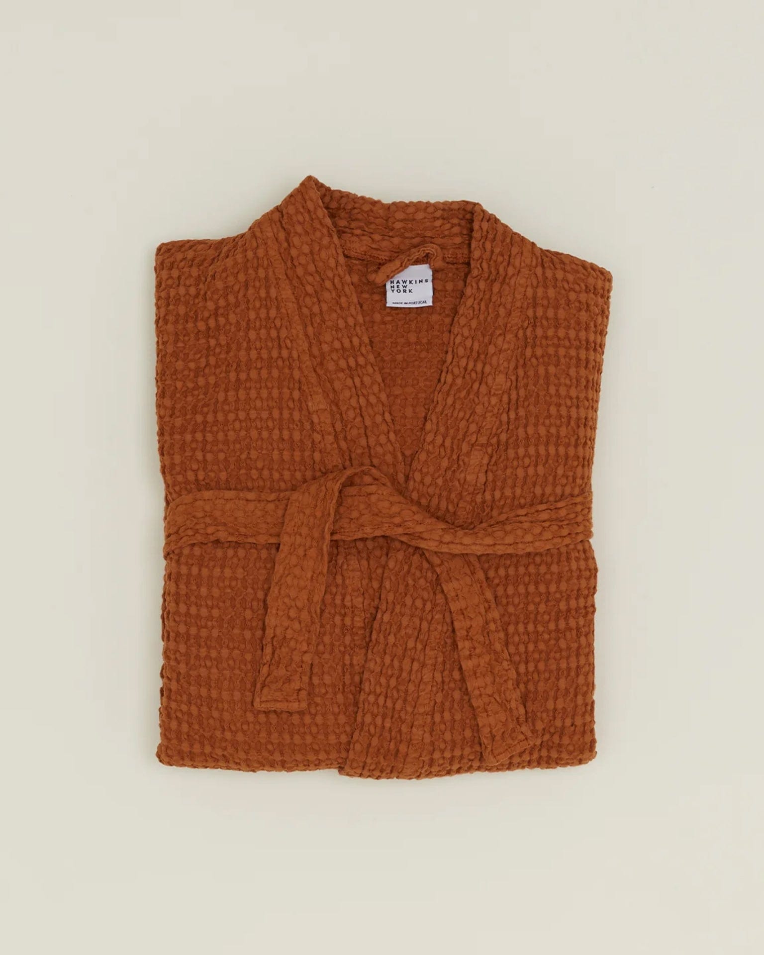 Simple Waffle Bathrobe in Terracotta