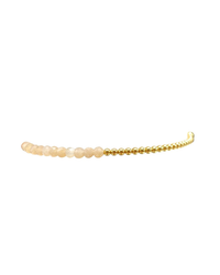 Beaded 2MM Sig Bracelet with Nude Moonstone & Yellow Gold hairpin isolated on a white background by Karen Lazar Design.
