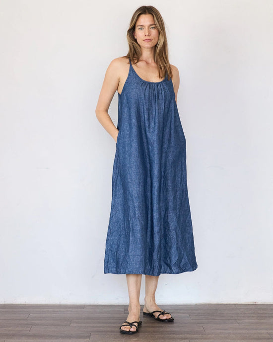 It is well LA Linen Tank Dress in Indigo 