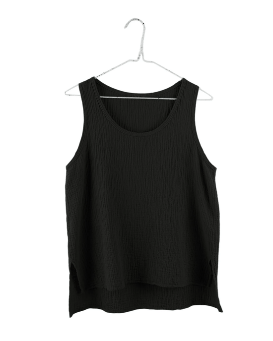 It is well LA Clothing Sleeveless Gauze Top in Black