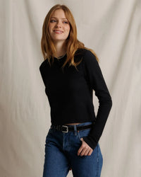 Ivanna -  Micro Modal Rib Long Sleeve in True Black