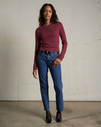 Jamie Recycled Cotton L/S in Dark Burgundy - Bliss Boutiques