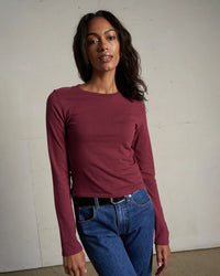 Jamie Recycled Cotton L/S in Dark Burgundy - Bliss Boutiques