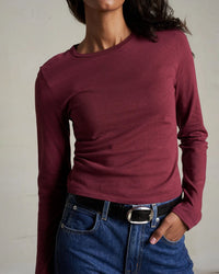 Jamie Recycled Cotton L/S in Dark Burgundy - Bliss Boutiques
