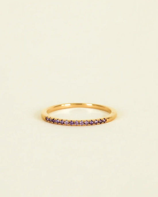 JaxKelly Gold Rings - Half Pave - Lavender CZ 