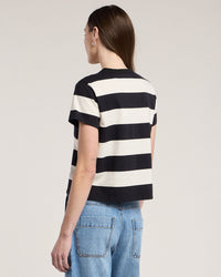 Fiona S/S Crew Neck Top in Black/White