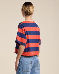Fryee S/S Crop Top in Red/Blue