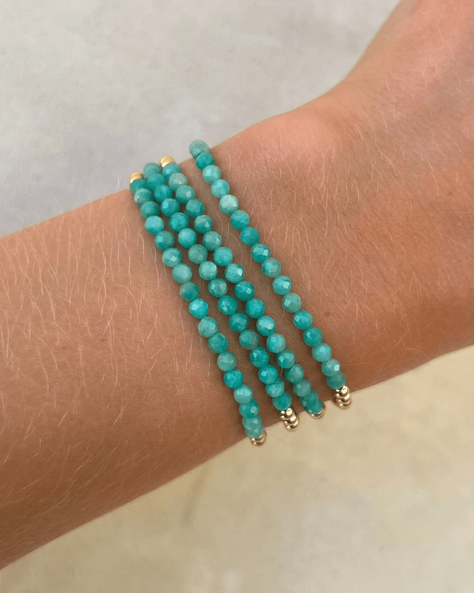 Karen Lazar Design 3MM Sig Bracelet with Amazonite Yellow Gold Bliss Boutiques