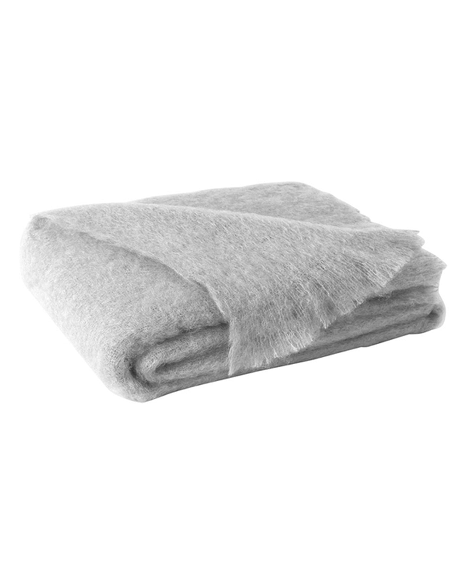 Brushed Mohair Throw in Silver