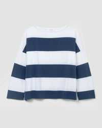 Beaumont Organic Leia-Sue Bold Stripe Tee in Midnight & White 