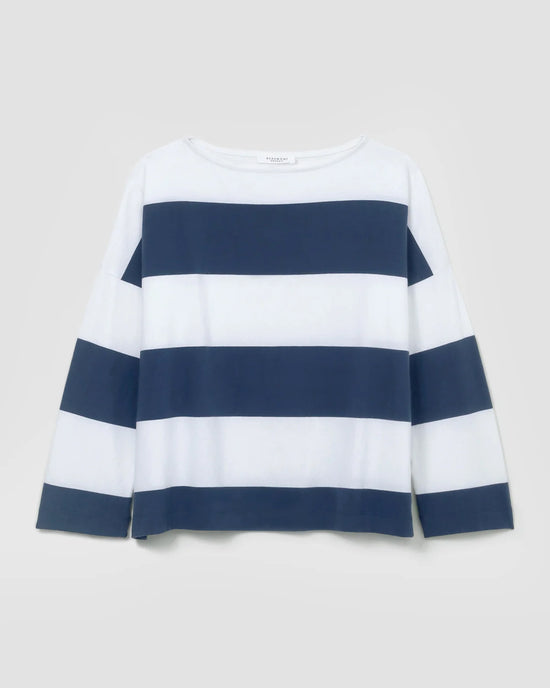 Beaumont Organic Leia-Sue Bold Stripe Tee in Midnight & White 