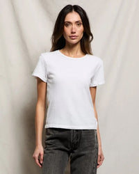 Lisa - Recycle Cotton Slim Crew Tee in Whitecap Grey
